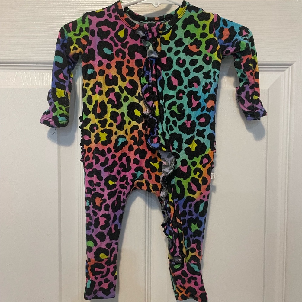 Little Snuggles Rainbow Leopard Romper Pajamas Newborn Baby Girl